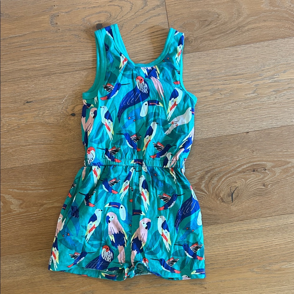 Tea Collection Parrot Print One Piece - Blue and Green